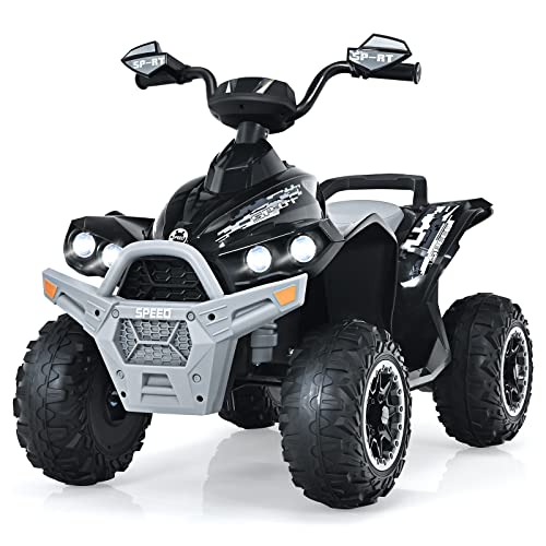 COSTWAY 12V Quad Électrique Enfant avec Musique et Lumières LED, Voiture Électrique Enfants avec Klaxon et Pédale, Démarrage Lent, 2 Vitesses 2,2-4,3 km/h, Charge...