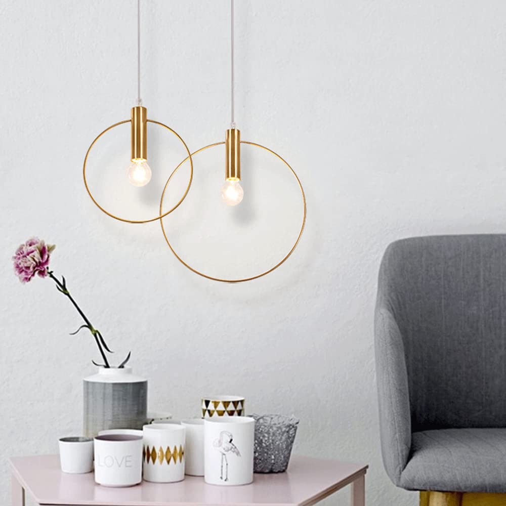 RCIDOS Lámpara Colgante Circular T Dorada Pantalla Luz Techo Elegante Y Creativa Lámpara Colgante De Araña De Metal Personalizada Lámpara Suspensión Moderna Romántica para Cocina Isla Comedor sobre