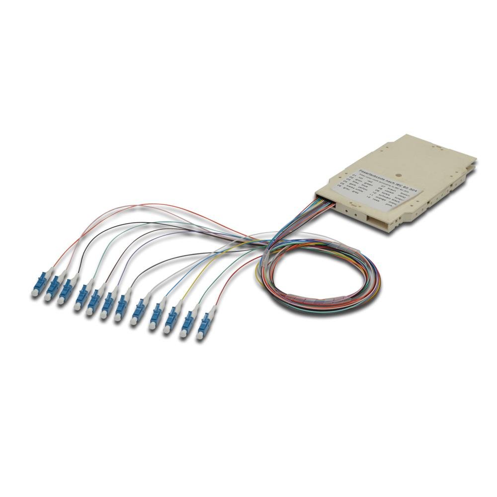 DIGITUS LWL Pigtail cavo in fibra ottica - 12 pezzi OS2 LC APC - Con cassetta di giunzione - Simplex - Single mode 09/125 µ