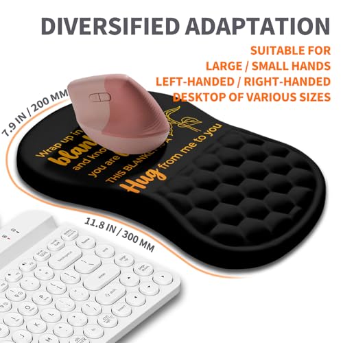 Image of Ergonomic Joint Wrist Support Mouse Pad with Memory Foam Cushion Massage Bump, Carpal Tunnel Pain Relief Mousepad Slope Design for Wrist Rest, 11.8x7.9 in, Hug You and Me
