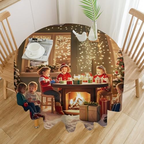 Nappes rondes anti-tache 177cm lavables en machine pour table de fête
