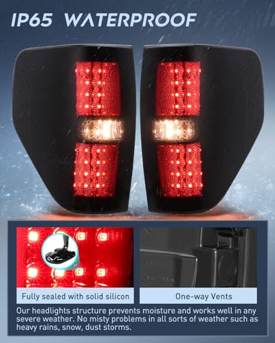 Image of Nilight Taillight Assembly for 2009-2014 Ford F150 Styleside Smoked Lens