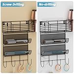 VITVITI-Metal-Hair-Tool-Organizer-Wall-Mount-Hair-Dryer-Holder-with-3-Tier-Shelf-Basket-Hooks-Bathroom-Hair-Styling-Tool-Organizer-for-Curling-IronBlow-DryerStraightener-Matte-Black