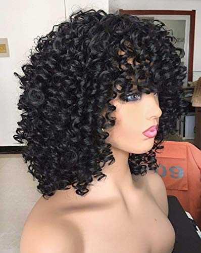 Annivia AFRIL Curly Afro Wig With Bangs Short Kinky Curly Wigs thumb #3
