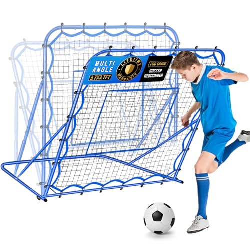 Winthai 3.7x3.7FT Soccer Rebounder Net, Quick-Switch Angle Soccer Baseball Pitchback Volleyball Training for Control, Passing Practice, Easy Setup Rebounder Gifts & Equipment for Kids,Teens & Adults