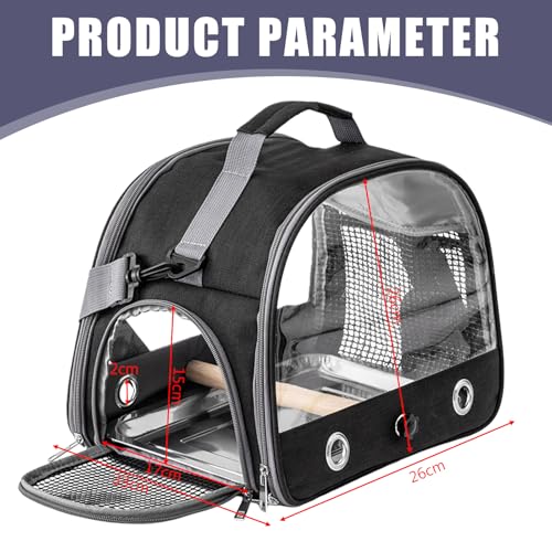 Vogel-Tragetasche-mit-Edelstahl-Tablett-und-Stehstange-Vogel-Transportbox-Atmungsaktiver-Tragbarer-Vogelkafig-fur-WellensittichSitticheKleintiere-Bird-Transport-BoxSchwarz | Dealmeister.io Alt tag für bilder post titel