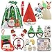 Freshwater 14 juguetes para fiestas de Navidad para niños, rompecabezas de Navidad, marionetas de mano de Papá Noel, sombreros de Navidad, gafas de árbol de Navidad, pegatinas de tatuaje luminosas