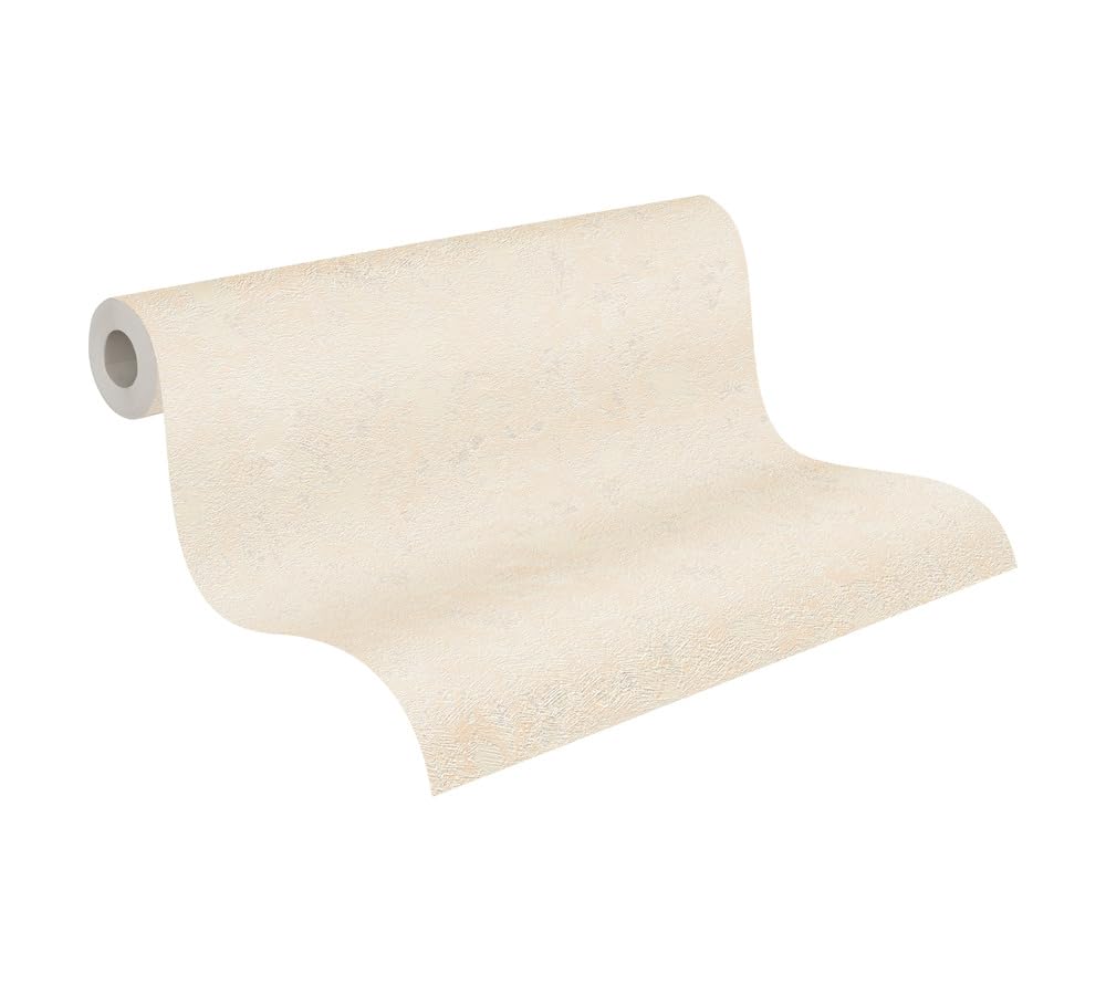 Papier peint métallique beige haut de gamme effet enduit A.S. Création