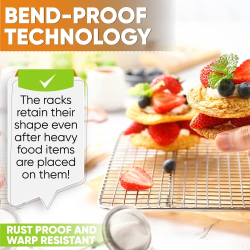 Image of Spring Chef 10 inch x 15 inch Stainless Steel Cooling Racks for Baking - Oven Safe - Cookie Racks for Cooling Cookies - Fits Jelly Roll Pan - Perfect for Grilling, Roasting, Cooking, Drying - Set of 2