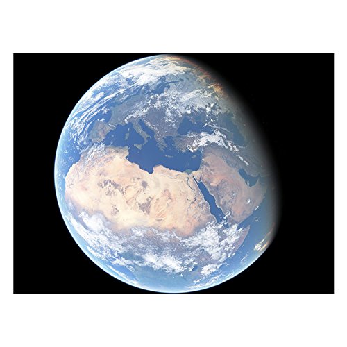 Affiche poster planète Terre vue d'Afrique du Nord et Europe 91x91cm