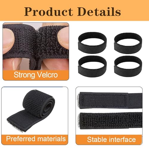 Generisch Hosenklammer Fahrra,4 Stück Elastische Hosenklammern Schwarze Stiefelblusen Knöchelhosengurte Military Bootstraps Klettband für Wandern,Camping,Wathosen,Angeln,Militäruniformen (30x300mm)