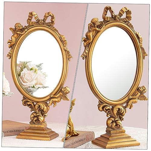 Espejo de maquillaje vintage de mesa con soporte elegante miniatura 6