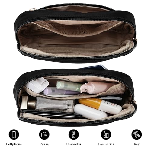 MOLSHINE Sports Fanny Pack, Nylon Everywhere Belt Bag for Women, Water Repellent Waist Packs, Crossbody Bags with Adjustable Strap (Black)