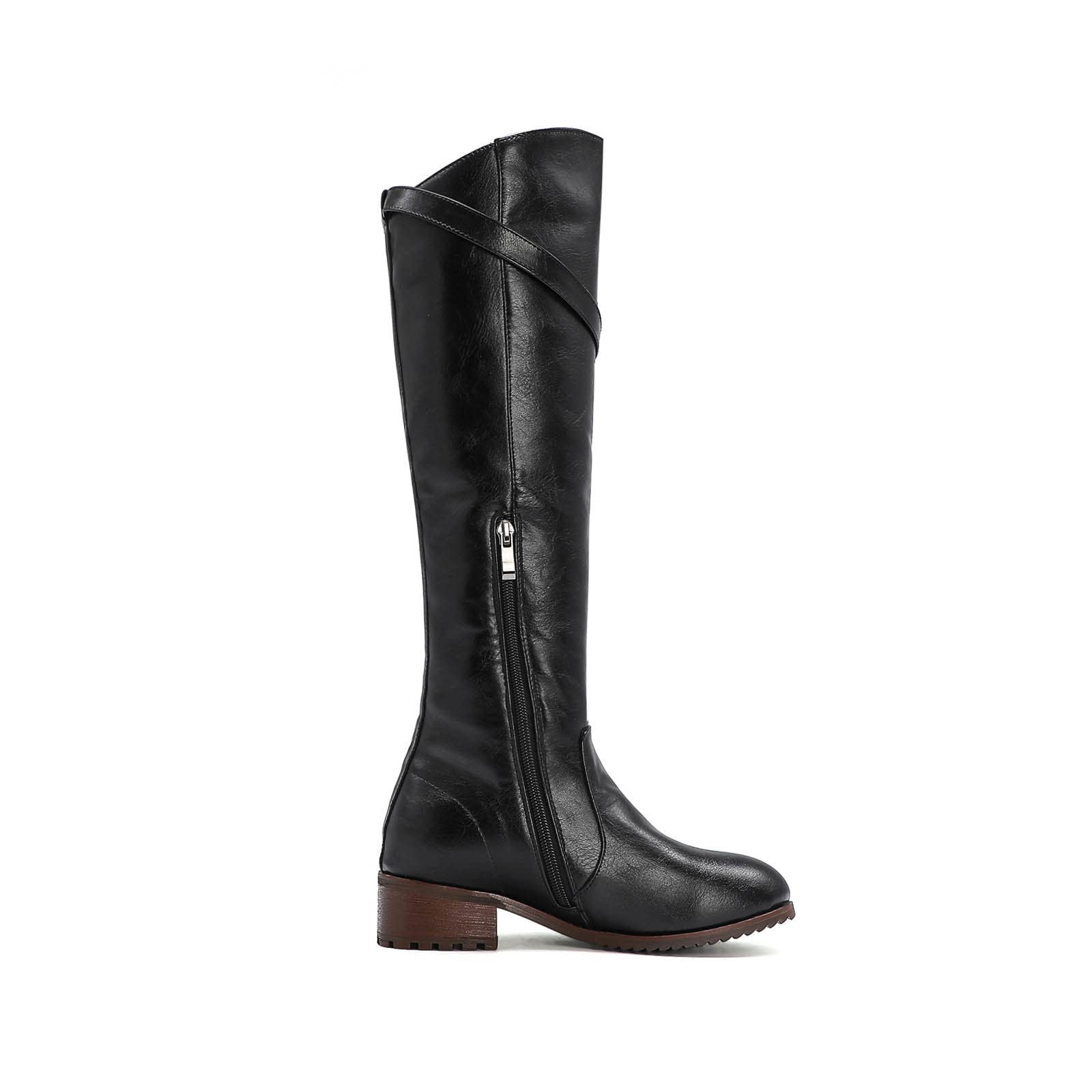2023 Bottes à hauteur du genou pour femmes Bottes de cow-boy occidentales imperméables et confortables, à enfiler en dehors des chaussures d'hiver pour femmes