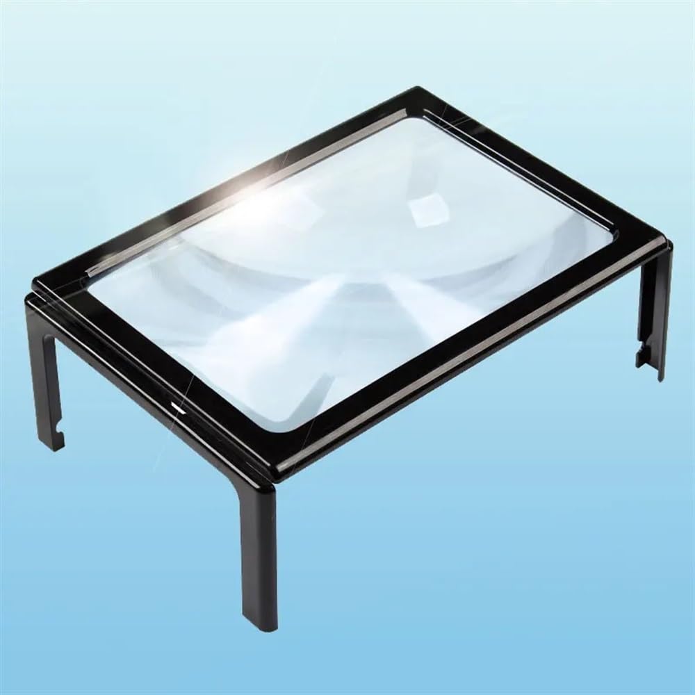Microscope A4 Desktop Standing Large Fresnel Lens 3X Magnifier with 4 LED Lights Portable Reading Magnifier(Without led Light)