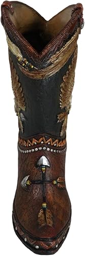 Miniatura 3 de Ebros Gift Rústico Country Western Indian Skull Chief con tocado de cuero sintético de vaquero botas de vaquero decorativas florero o macetero