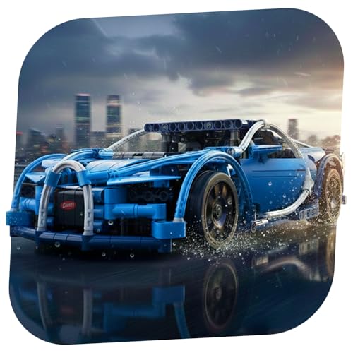 RC ferngesteuertes CADA Baustein-Set Auto, kompatibel mit Bugatti Chiron, 419-tlg. Steckbausatz, 28cm Luxus-Sportwagen mit beweglichen Türen, DIY Klemmbausteine Technik-Bausatz für Kinder, Erwachsene