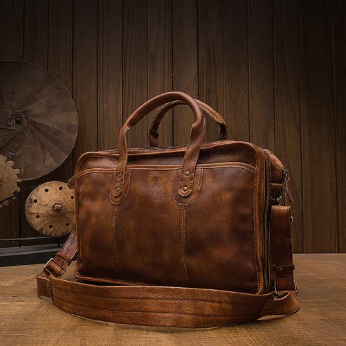 Vintage First Layer Leather Travel Briefcase4