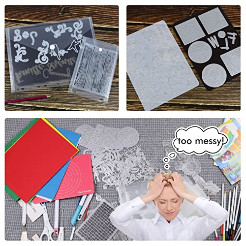 Image of 1.5mm Double-Sided Die Cut Storage Magnetic Sheets & Clear Stamp Storage Panels with Pockets, Resealable Envelope for Cutting Dies, Stencils & Embossing Folder Organizer