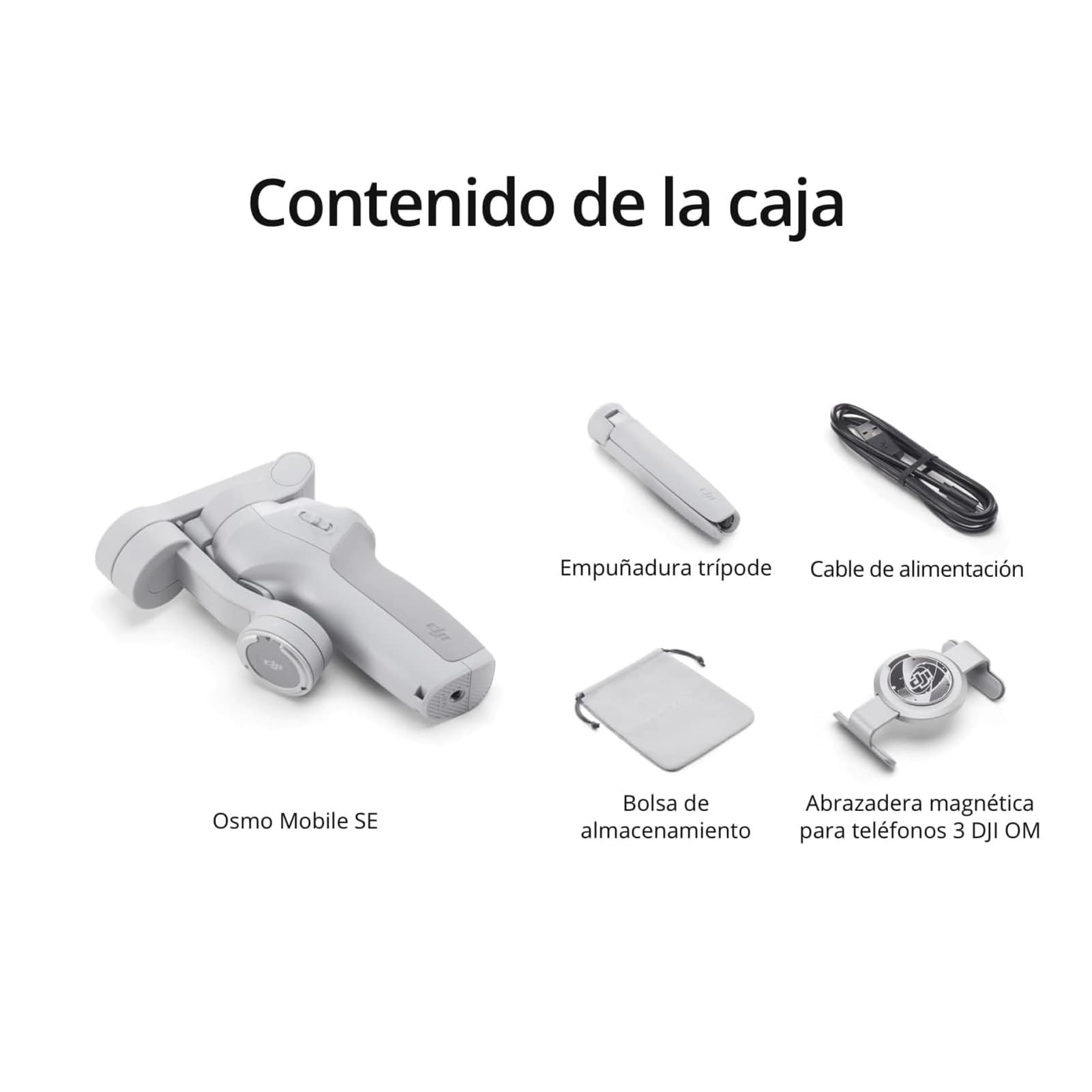 DJI, Estabilizador inteligente Osmo Mobile SE en tres ejes para teléfonos, portátil y plegable, brazo extensible integrado, para Android y iPhone con ShotGuides, para videoblogs, YouTube y TikTok