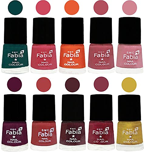 Image of ALL IN ONE (PACK OF 10), Long Lasting Glossy Nail Polish, 6 ml Each, All Vibrant Colours,02113