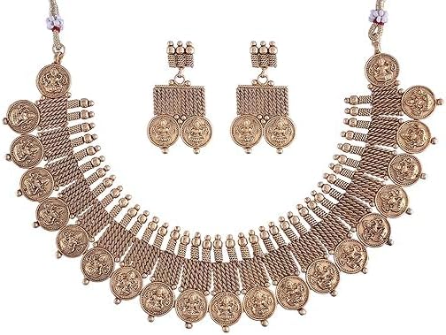 I Jewels Gold Plated Indian Wedding Bollywood Style Choker Necklace Jewellery Set for Women