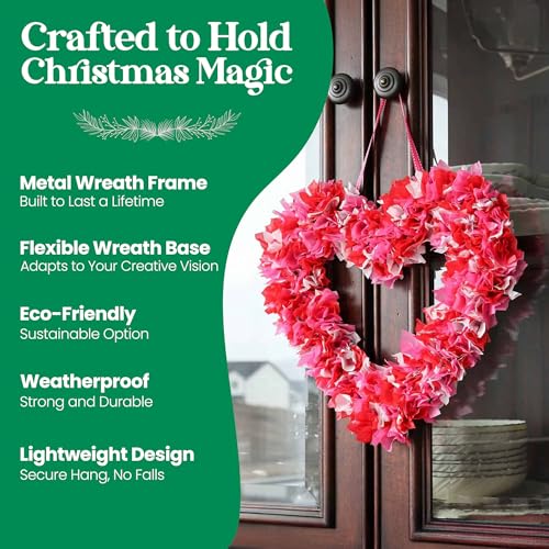 Image of 2-Pack 14 Inch Wire Wreath Frame - Heart Metal Wreath Form with Heart Design for DIY Crafts, Floral Projects, and Home Decor - Dark Green Wire Frame for Christmas Holiday & Weddings