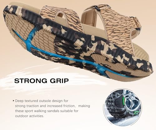 Image of KuaiLu Men's Orthotic Sandals Comfortable Arch Support Foam Cushion Hiking Walking Sandles Fashion Camouflage Adjustable Sport Recovery Athletic Shoes For Man Urban Outdoor