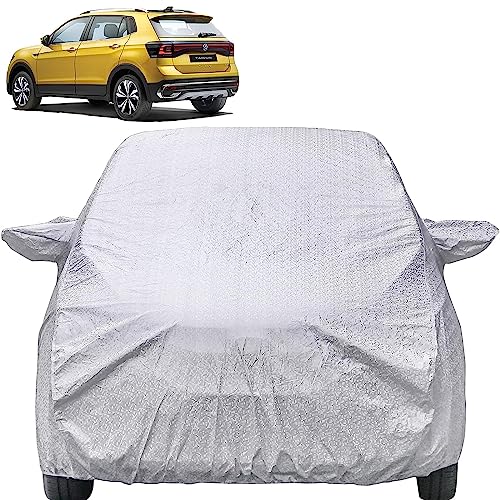 Image of Autofact Waterproof Car Body Cover Compatible with Volkswagen Taigun with Mirror Pockets (Shinning Silver).