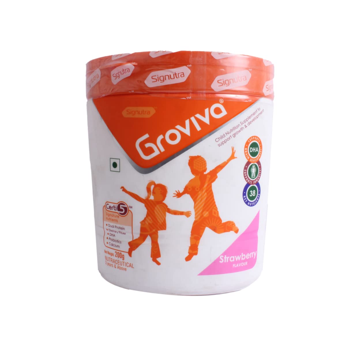 Groviva Wholesome Child Nutrition Strawberry Flavour - Pack of 200g Powder