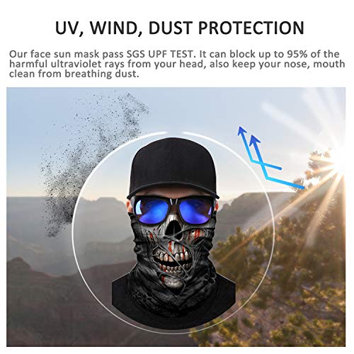 Image of JOEYOUNG Skull Face Mask UV Sun Dust Neck Gaiter Bandana Headwear Motorcycle