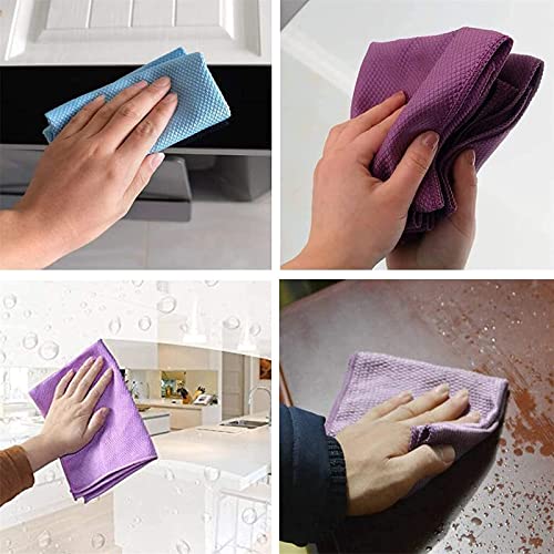 Shiny Wipes Cleaning Cloths, Microfiber Streak Free Magic Cleaning Cloth, Shiny Wipes Reusable Washable Lint Free Fish Scale Cloths All-Purpose Cleaning Towels (5Pcs,9.8 * 9.8Inch) #TOP5