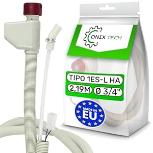 Aquastop Schlauch Spülmaschine Typ 1ES-L Schlauchlänge 1,5 m Gesamtlänge 2,19 m Ventil Ø 3/4 Wasserstop Zulaufschlauch 1885090400 1760360100 für Beko - MADE IN EU - ONIX TECH