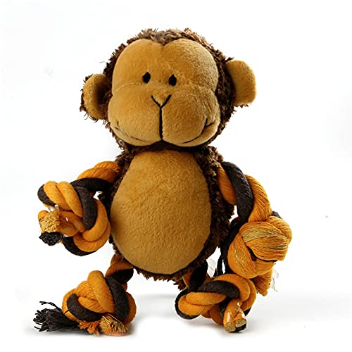 Beenyoo Plush Dog Toys, Squeaky Dog Toys Interactive Plush Dog Toys with Crepe Paper, Cute and Durable Dog chew Toys with Rope, Frogs, Rabbits, Monkey Toys