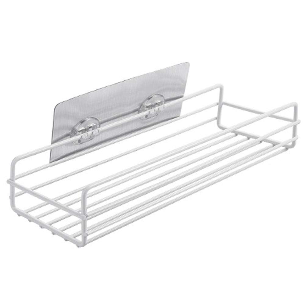 Étagère murale de douche blanche avec panier de rangement à ventouse de salle de bain
