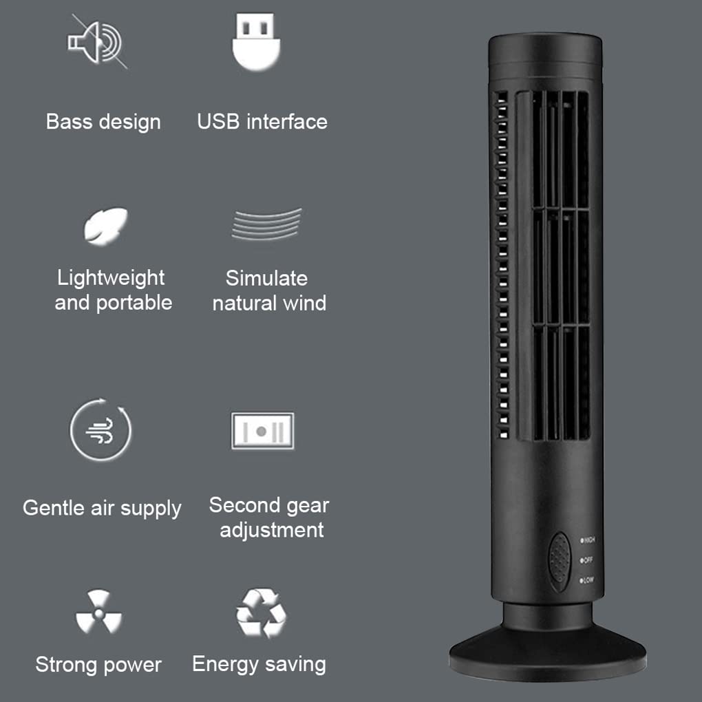 Przenośny klimatyzator USB, mini pionowy wentylator bez łopatek wirnika, letni klimatyzator do domu, biura i podróży, wentylator wieżowy, 3 prędkości nawiewu, stół