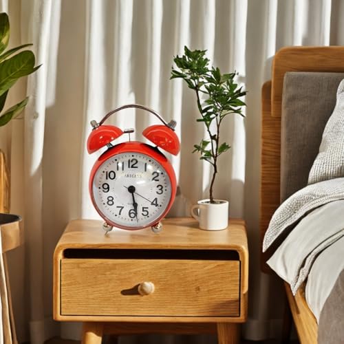 Reloj despertador retro rojo para decorar habitaciones y mesitas vintage 2