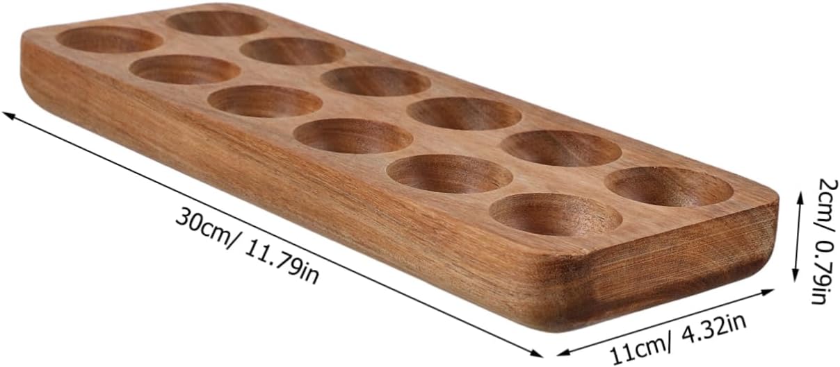 12holes Wooden Holder Tray for Countertop Storage Kitchen Organizer Meticulous Craftsmanship Neatly Arranged Versatile Use