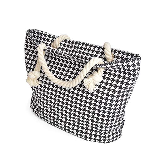Bolso Tote clásico algodón blanco y negro miniatura 3