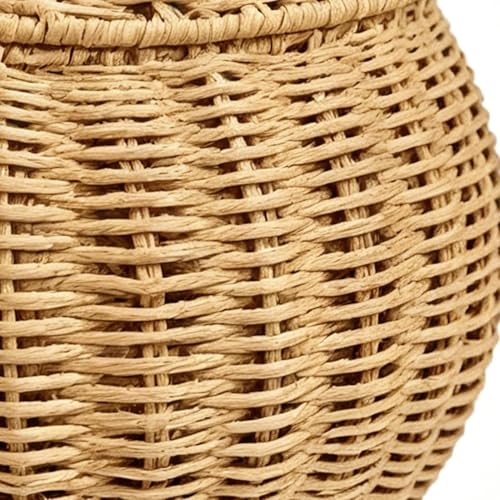 Cesta de almacenamiento tejida con forma de pera y tapa 6