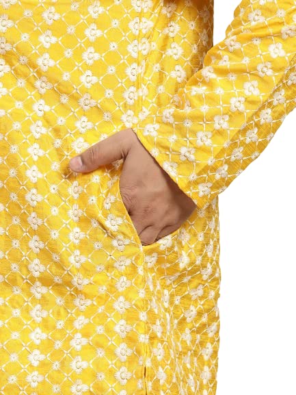 Image of SOJANYA (Since 1958, Men's Silk Blend Grey Kurta Pyjama & Silk Blend Jacket Combo