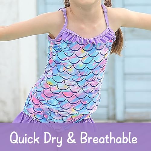 Image of BFUSTYLE Girls Swimsuit 3 Pieces Rash Guard Kids Long Sleeves Bathing Suit 3-8 Years Sun Proction Swimwear Tankini