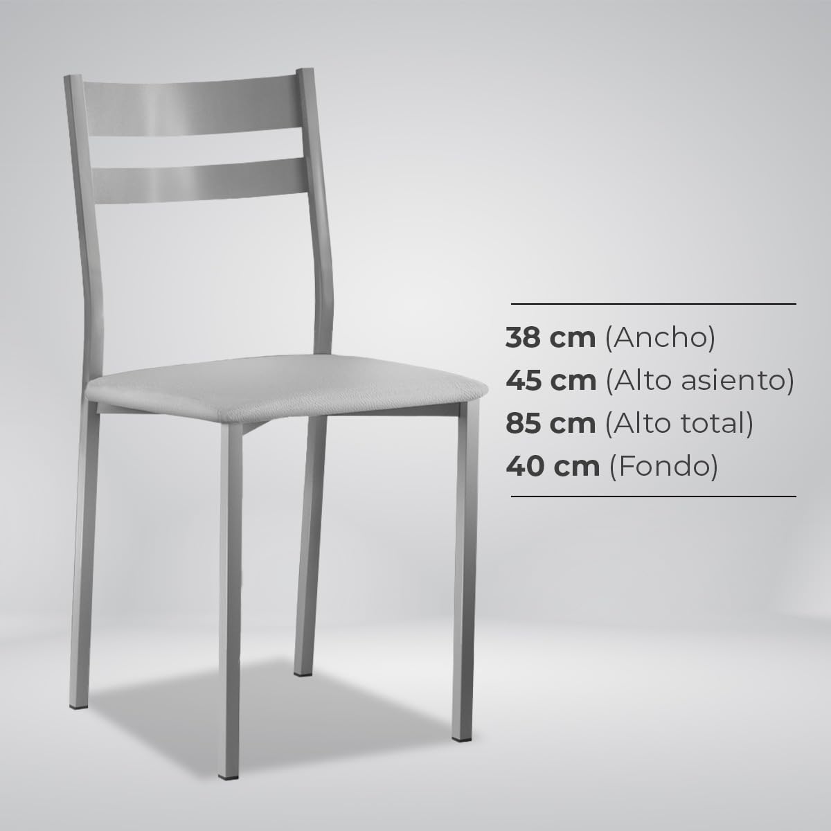 ASTIMESA Dos Sillas de Cocina Respaldo Franjas Gris