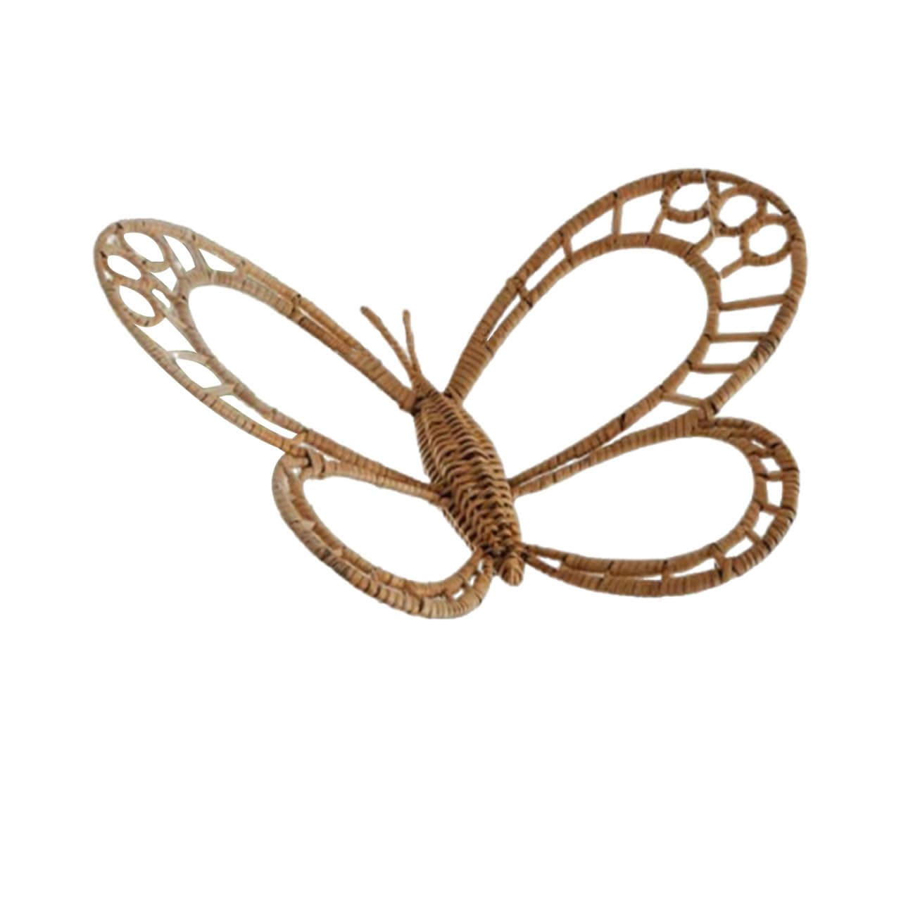 GALPADA Decoración de Pared en Forma de Insecto de Ratán Marrón, Escultura de Hierro y Vid Resistente, Fácil de Colgar para Sala de Estar y Jardín Estilo Boho Vintage