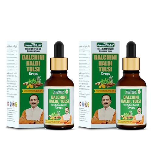 Image of Jeena Sikho Dalchini Haldi Tulsi Drops | Ayurvedic Drops for Cough and Cold | Helps Relieve Frequent Coughing, Dry Cough & Sore Throat, 30ml, Pack of 2