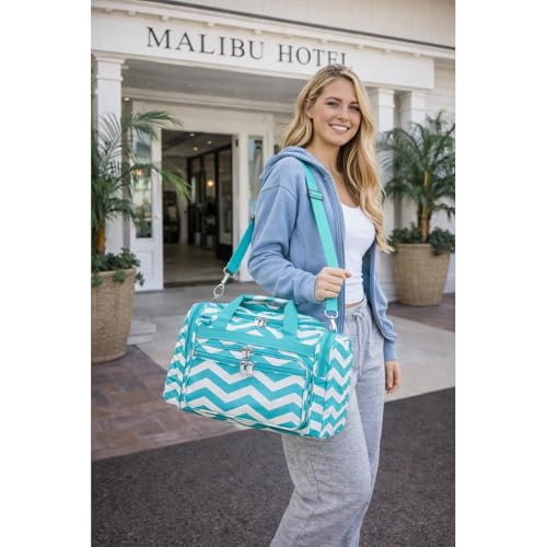 Image of World Traveler 81T16-165LT /W Duffle Bag, One Size, Blue White Chevron