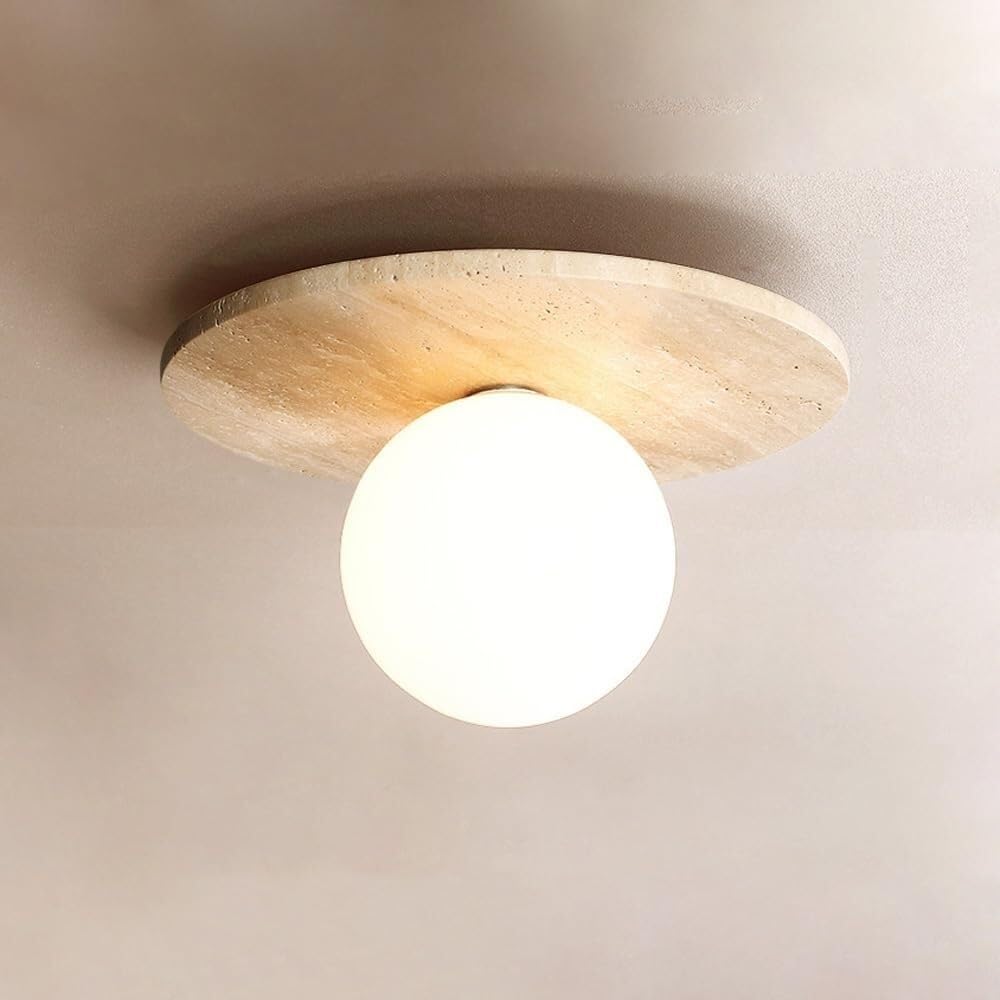 Plafonnier globe en verre soufflé blanc et design minimaliste chic G9