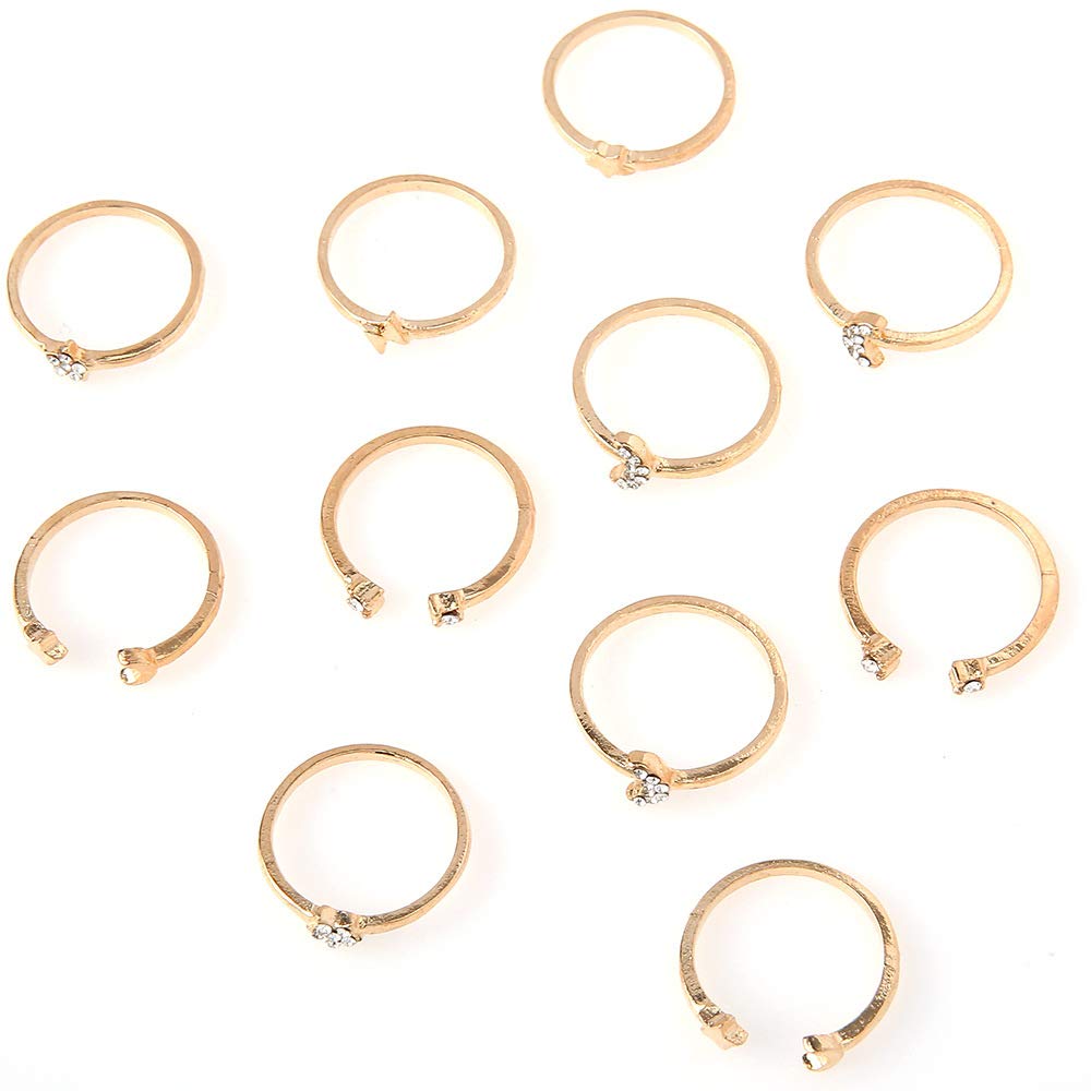 11 Piece Stars Moon Full Joint Ring Set for Women Alloy Stack Rings-image-26