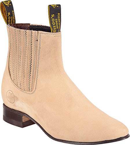 Mens Genuine Leather Classic Short Ankle Nobuk Leather Cowboy Western Boot Charro Botin