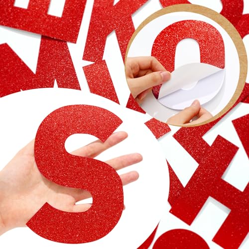 Image of Harloon 232 Pcs Large Glitter Letter Stickers, Red, 6 Inch